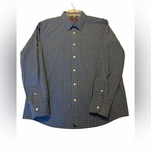 UNTUCKit Mens XL Gray/Blue Plaid Check Cotton Slim Fit Button Up Shirt